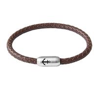 Paris Montana Lederarmband geflochten | Braun Cognacfarben | Edelstahl Magnetverschluss mit Anker- oder Sylt-Gravur | Durchmesser von 6mm Ø |Handgefertigt| Maritim (19.00, Anker-Gravur)