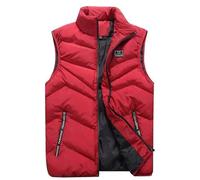 PARK (M-Rot) Herren Winter Warme Weste Ultraleicht Ärmellos Gesteppte Winddichte Weste
