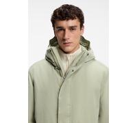 Parka BOSS ORANGE "Omod", Herren, Gr. 52, open grün370, Web, Obermaterial: 85% Polyester, 15% Polyamid, unifarben, regular fit knielang, mit Druckknopf, Jacken Parka, mit funktionalen Details, wattier