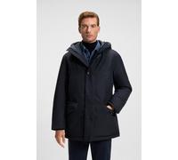 Parka BOSS ORANGE "Osiass", Herren, Gr. 46, blau (dunkelblau404), Web, Obermaterial: 100% Polyester, unifarben, relaxed fit Po-bedeckend, Rippstrickbündchen, Jacken Parka, relaxed fit, mit wattierter 