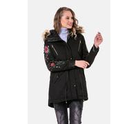 Parka CIPO & BAXX "Jacken", Damen, Gr. S, schwarz, Stoff, 50% Polyurethan, 50% Viskose, unifarben, regular fit normal, Jacken Parka, mit Kunstleder und Nieten, WJ-136 (59471864-S) schwarz