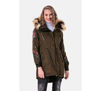 Parka CIPO & BAXX "Jacken", Damen, Gr. XS, grün (khaki), Stoff, 50% Polyurethan, 50% Viskose, unifarben, regular fit normal, Jacken Parka, mit Kunstleder und Nieten, WJ-136 (97827718-XS) khaki