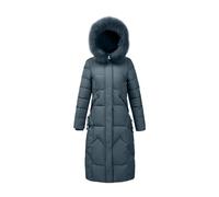 Parka Damen Schwarz Winter Damen Winterjacke, Warmer Mantel, schlanker Kapuzenreißverschluss, dickerer Mantel Schwarzer Wintermantel Damen (Grey, XL)