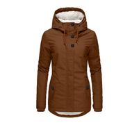 Parka Damen Winter,Wintermantel Damen Winterjacke Parka Lang Warm Gefütterter Mit Kapuze,Teddyfleece Mäntel Reißverschluss Winterparka Mittlere,Damen Mantel Blau,Parka Damen,C Brown,L