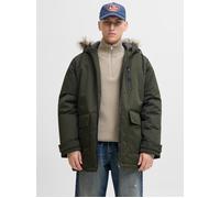Parka JACK & JONES "JJCHARLIE DETACHABLE FAUX FUR PARKA", Herren, Gr. XS, grün (rosin), Web, Obermaterial: 100% Polyester, unifarben, regular fit, Jacken Parka (94333645-XS) rosin