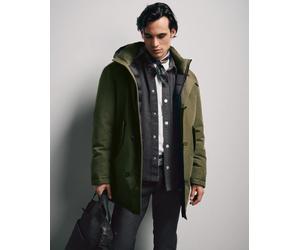 Parka JOOP JEANS "Lynton", Herren, Gr. 52, grün (dunkelgrün), Web, Obermaterial: 53% Baumwolle, 47% Polyester, unifarben, Po-bedeckend, Jacken Parka (51813146-52) dunkelgrün