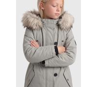 Parka KIDS ONLY "KOGIRIS FUR PARKA OTW NOOS", Mädchen, Gr. 140, grau (shadow detail:fur nature), Web, Obermaterial: 100% Polyester, unifarben, Basic ca. Mitte Oberschenkel, Windstopperbündchen, Jacken