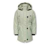 Parka KIDS ONLY "KOGIRIS FUR PARKA OTW NOOS", Mädchen, Gr. 140, grün (desert sage detail:fur light grau), Web, Obermaterial: 100% Polyester, unifarben, Basic ca. Mitte Oberschenkel, Windstopperbündche