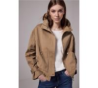 Parka STREET ONE STUDIO, Damen, Gr. 46, braun (creamy braun), Web, Obermaterial: 52% Baumwolle, 40% Polyester, 8% Polyamid; Futter: 100% Polyester, unifarben, gerade normal, ohne Ausschnitt, Bündchen,