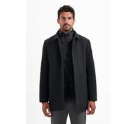 Parka NO EXCESS "No Excess Wollmantel mit doppeltem Verschluss", Herren, Gr. S, antra melange, 90% Polyester, 10% Wolle, Jacken Parka (57033153-S) antra melange