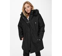 Parka ONLY CARMAKOMA "CARIRENA PARKA COAT OTW", Damen, Gr. M, schwarz (schwarz detail:schwarz fur), Web, Obermaterial: 100% Polyester, unifarben, regular fit Po-bedeckend, Bündchen, Jacken Parka, Kuns