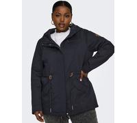 Parka ONLY CARMAKOMA "CARLORCA SPRING CANVAS PARKA OTW NOOS", Damen, Gr. S, blau (blau graphite), Canvas, Obermaterial: 80% Polyester, 20% Baumwolle, unifarben, regular fit, Jacken Parka (41339355-S)