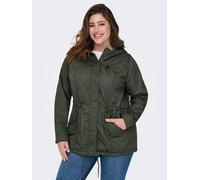 Parka ONLY CARMAKOMA "CARLORCA SPRING CANVAS PARKA OTW NOOS", Damen, Gr. XL, grün (kambaba), Canvas, Obermaterial: 80% Polyester, 20% Baumwolle, unifarben, regular fit, Jacken Parka (53606609-XL) kamb