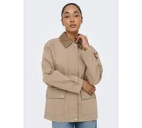 Parka ONLY "ONLEVELYN MIX JACKET OTW", Damen, Gr. S, silber mink, Web, Obermaterial: 100% Polyester, unifarben, Po-bedeckend, Jacken Parka (77064564-S) silber mink