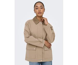 Parka ONLY "ONLEVELYN MIX JACKET OTW", Damen, Gr. S, silber mink, Web, Obermaterial: 100% Polyester, unifarben, Po-bedeckend, Jacken Parka (77064564-S) silber mink