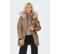 Parka ONLY "ONLIRIS FUR WINTER PARKA LIFE CC OTW", Damen, Gr. S, beige (tigers eye detail:nature fur), Web, Obermaterial: 100% Polyester, unifarben, regular fit taillenbedeckt, hoch geschlossener Auss