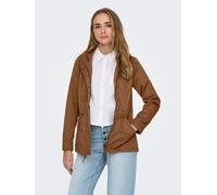 Parka ONLY "ONLLORCA LIFE CANVAS PARKA CC OTW", Damen, Gr. S, braun (toasted coconut), Web, Obermaterial: 80% Polyester, 20% Baumwolle, unifarben, regular fit hüftlang, Jacken Parka, mit Kordelzug in