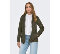 Parka ONLY "ONLLORCA LIFE CANVAS PARKA CC OTW", Damen, Gr. S, grün (kalamata), Web, Obermaterial: 80% Polyester, 20% Baumwolle, unifarben, regular fit hüftlang, Jacken Parka, mit Kordelzug in der Tail