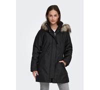 Parka ONLY "ONLMATHILDA WINTER FUR PARKA OTW", Damen, Gr. S, schwarz (schwarz detail:nature fur), Web, Obermaterial: 100% Polyester, unifarben, Basic ca. Mitte Oberschenkel, Windstopperbündchen, Jacke