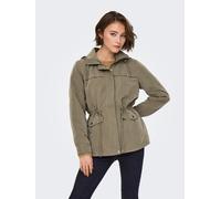 Parka ONLY "ONLNEWSTARLINE SPRING JACKET CC OTW", Damen, Gr. S, stone gray, Web, Obermaterial: 92% Polyester, 8% Nylon, unifarben, hüftlang, Jacken Parka, mit durchgehendem und verdecktem Reißverschlu