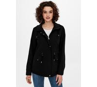 Parka ONLY "ONLNEWSTARLINE SPRING JACKET CC OTW", Damen, Gr. XS, schwarz, Web, Obermaterial: 92% Polyester, 8% Nylon, unifarben, hüftlang, Jacken Parka, mit durchgehendem und verdecktem Reißverschluss