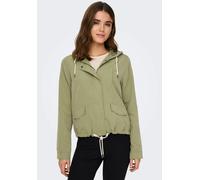 Parka ONLY "ONLSKYLAR HOOD SPRING JACKET CC OTW", Damen, Gr. XS, aloe, Web, Obermaterial: 92% Polyester, 8% Nylon, unifarben, regular fit, Jacken Parka, mit (73022524-XS) aloe