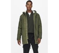 Parka ONLY & SONS "ONSALEXANDER LIFE PARKA OTW VD", Herren, Gr. L, grün (olive night), Web, Obermaterial: 100% Baumwolle. Futter: 100% Polyester. Wattierung: 100% Polyester, unifarben, regular fit nor