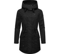Ragwear leichte Damen wasserdichte Übergangsjacke kurze Jacke mit Taillenzugband und verstellbarer Kapuze Alysa YOUMODO Black Gr. XXL