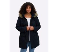 Parka SHEEGO BY JOE BROWNS, Damen, Gr. 42, schwarz (tiefblau), 100% Polyester, Fellimitat:80% Polyacryl, 20% Polyester, Wattierung:100% Polyester, Ärmelfutter:100% Polyester, unifarben, Jacken Parka (