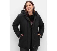 Parka SHEEGO, Damen, Gr. 52, schwarz, 65% Polyester, 35% Baumwolle, Kapuzenfutter:100% Polyester, Wattierung:100% Polyester, unifarben, Jacken Parka (16560619-52) schwarz