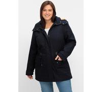 Parka SHEEGO, Damen, Gr. 56, blau (nachtblau), 100% Baumwolle, Teddyfleece:100% Polyester, Wattierung:100% Polyester, unifarben, Jacken Parka (31829837-56) nachtblau