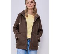 Parka STREET ONE, Damen, Gr. 40, mahogany braun, Web, Obermaterial: 69% Baumwolle, 31% Polyester. Futter: 100% Polyester, unifarben, lässig geschnitten Po-bedeckend, Rundhals, Jacken Parka, mit seitli