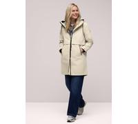 Parka STREET ONE, Damen, Gr. 44, beige (powder beige), Web, Obermaterial: 68% Baumwolle, 32% Nylon. Futter: 100% Polyester, unifarben, normal normal, ohne Ausschnitt, Bündchen, Jacken Parka, mit Kapuz
