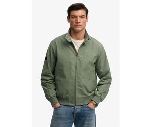 Parka SUPERDRY "CLASSIC HARRINGTON JACKET", Herren, Gr. M, grün (l pad grün), Web, Obermaterial: 52% Polyester, 48% Baumwolle, unifarben, relaxed fit normal, Jacken Parka, Relaxed Fit, mit hochschließ