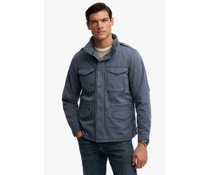 Parka SUPERDRY "COTTON M65 JACKET", Herren, Gr. L, washed blau, Web, Obermaterial: 100% Baumwolle, unifarben, regular fit normal, Jacken Parka, mit Markenlabel, aus Baumwolle, Regular Fit, in normaler