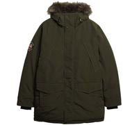 Parka SUPERDRY "EVEREST FAUX FUR PARKA JACKET", Herren, Gr. XXL, grün (army khaki grün), Web, Obermaterial: 100% Polyester, unifarben, loose fit Po-bedeckend, Jacken Parka, Kunstfaser, loose fit (9272