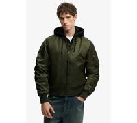 Parka SUPERDRY "HOODED MA1 BOMBER JKT", Herren, Gr. XL, grün (surplus goods olive grün), Web, Obermaterial: 100% Nylon, unifarben, relaxed fit normal, Rippbündchen, Jacken Parka, mit Markenlabel, aus