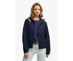 Parka SUPERDRY "HOODED WASHED TWILL JKT", Damen, Gr. S, blau (richest navy), Web, Obermaterial: 100% Baumwolle, unifarben, relaxed fit normal, Jacken Parka, aus Baumwolle, Relaxed Fit, mit Reißverschl