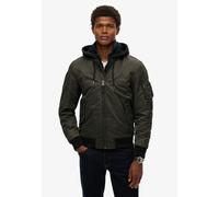 Parka SUPERDRY "MILITARY MA1 BOMBER JACKET", Herren, Gr. L, grün (washed dunkelgrün), Web, Obermaterial: 100% Nylon, unifarben, relaxed fit, Jacken Parka (51307706-L) washed dunkelgrün
