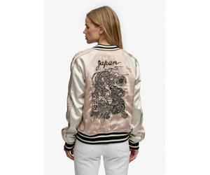 Parka SUPERDRY "SUIKAJAN EMBROIDERED BOMBER", Damen, Gr. M, beige (light taupe), Web, Obermaterial: 100% Polyester, slim fit, Jacken Parka, Slim Fit, mit Reißverschluss, aus Polyester und Kunstfaser (