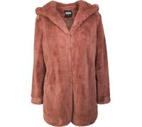 Parka URBAN CLASSICS "Urban Classics Damen Ladies Hooded Teddy Coat", Damen, Gr. 3XL, schwarzrose, 100% Polyester, unifarben, oversize, Rundhals, Jacken Parka (56611211-XXXL) schwarzrose