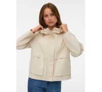 Parka VERO MODA "VMMICHELA SHORT PARKA", Damen, Gr. XS, oatmeal, Web, Obermaterial: 100% Polyester, unifarben, hüftlang, Jacken Parka, Polyester (73334033-XS) oatmeal