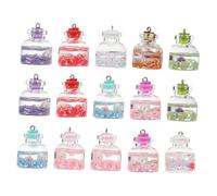 Parliky 15 Stück Teiliges DIY Milchtee flaschen Bunte Glascharms für Schlüsselanhänger Schmuckherstellung Modische Anhänger Langlebig und Vielseitig zur Dekoration