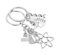 Parliky 2 Stück Dna Schlüsselanhänger aus Robustem Material mit Mikroskop und Messbecher Design Dekorativer Schlüsselhalter für Chemielehrer Studenten und Naturwissenschafts Abschluss