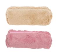 Parliky 2 STÜCK Fluffy Federmäppchen mit Reißverschluss Weiches Plüsch mäppchen für Stifteaufbewahrung Langlebig und Praktisch Großes Schreibwarenetui für Schüler Beige