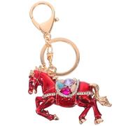 Parliky Rhinestone Anhänger Pferd Schlüsselanhänger aus Robustem Legierungs-material Niedliches Feng Shui Tier Motiv Chinesisches Neujahr Geschenk für Mädchen Taschen Rucksack-deko
