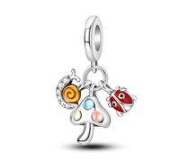 Parmuz 925 Sterling Silber Charms für Armband Frau Liebe Herz Böses Auge Gänseblümchen Blume Anhänger Perlen für Halskette Hund Katze Charme Schmuck Geschenk für Sie