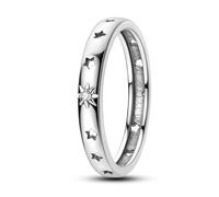 Parmuz 925 Sterling Silber Ringe für Frau Zierlicher stapelbarer Ring CZ Star Moon Cross Ewigkeit Verlobungsbänder Ring Geschenk für Sie