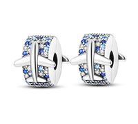 Parmuz Clip Spacer Charme für Armband 925 Sterlingsilber Pave Cubic Zirkonia Clip Lock Spacer Stopper Charm Bead Star Moon Evil Eye Charm Schmuck Geschenk für Frau