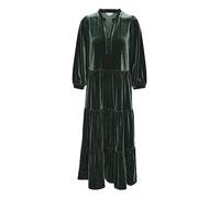 Part Two Damen Samtkleid 3/4 Ärmel Midi-Länge Loose Fit V-Ausschnitt Kleid, Scarab, X-Large
